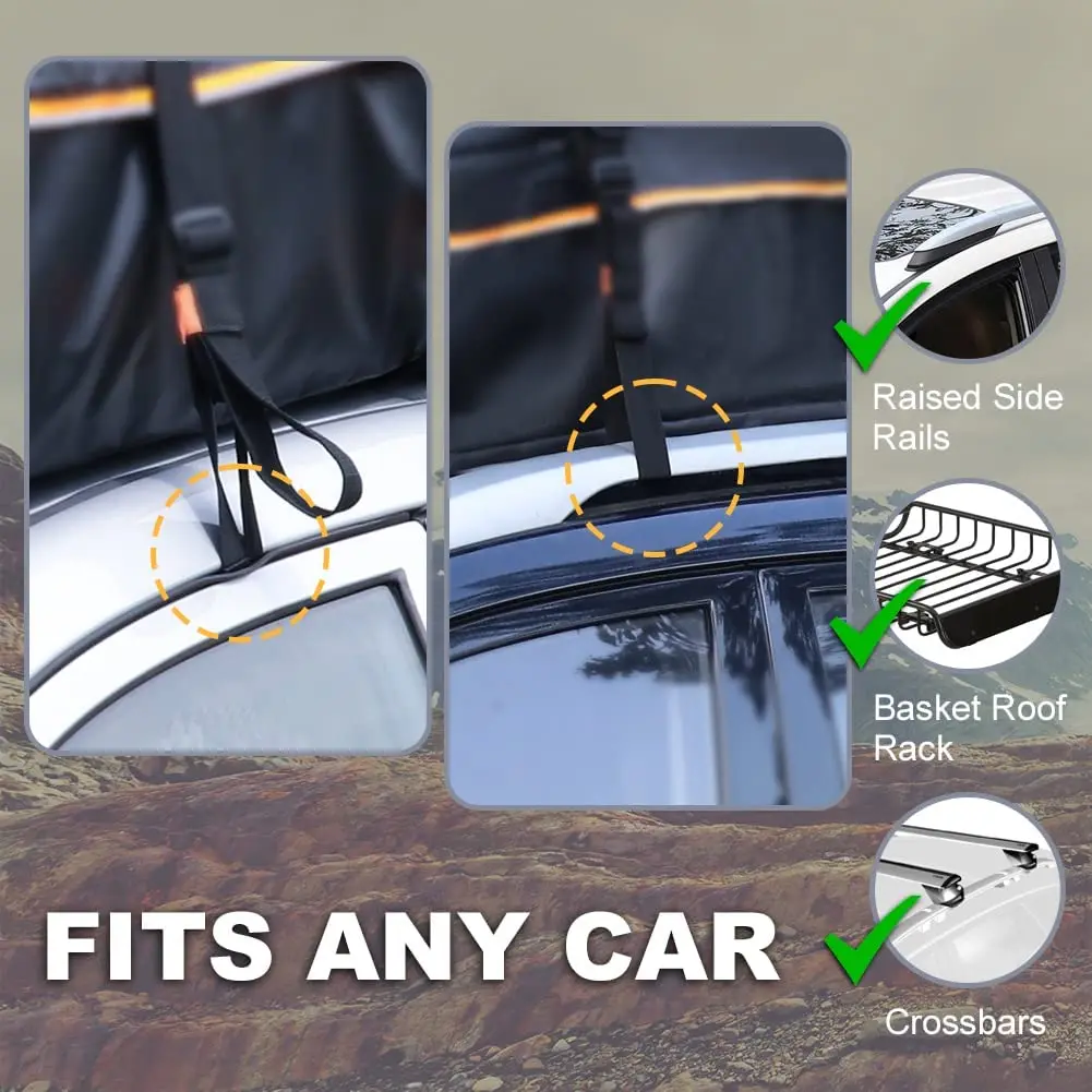 Large capacity Fit All Cars 20 Cubic Car Roof Bag Heavy Duty 100% Waterproof Cargo Rooftop Carrier Bag With Rack