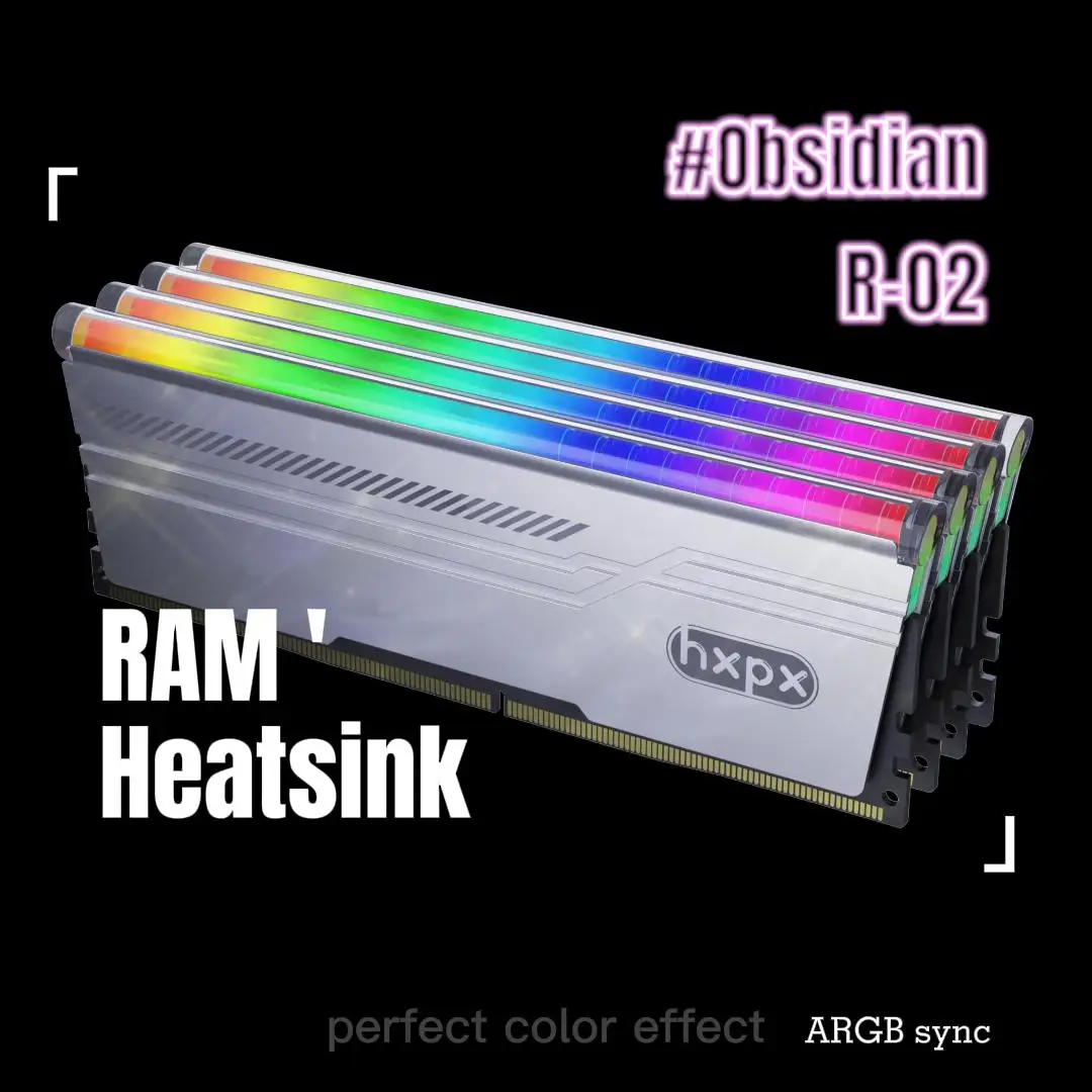 OEM RAM Heatsink RH-02 Color ARGB Radiato heatsink for ram  DIY Installation rgb ram heatsink AURA 3PIN(F/M) Sync