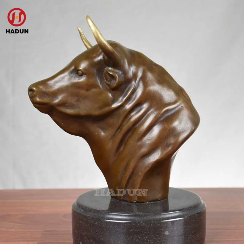 Handmade Famous Bronze Casting Statues Of Bull Head Sculptures For Sale