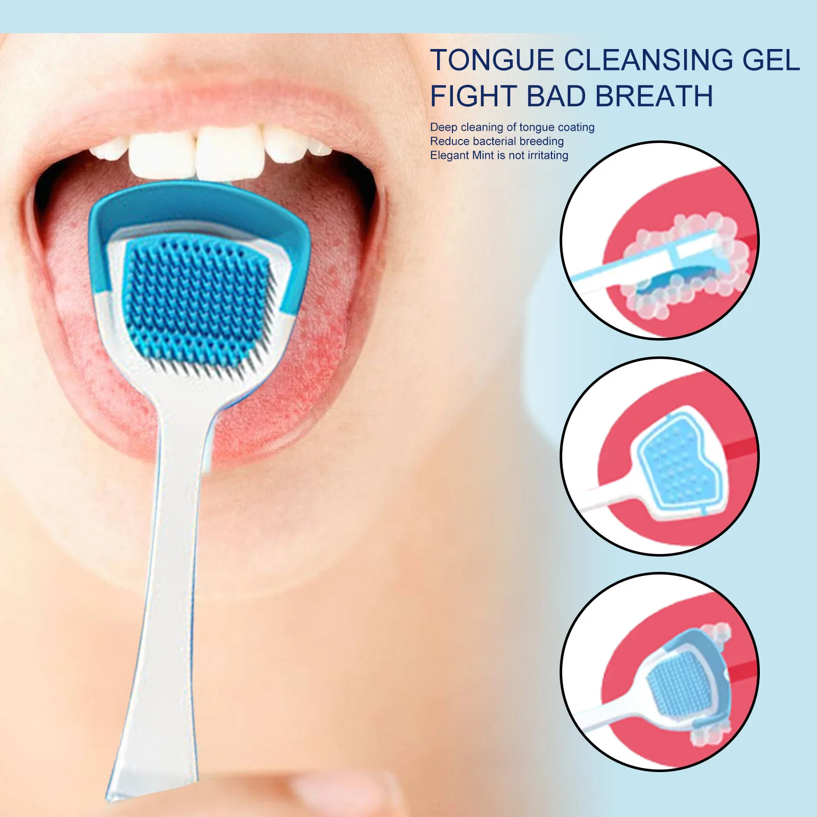 Tongue Coat Cleansing Oral Care Deodorizing breath Fresh Breath Tongue Coat Cleansing gel with brush