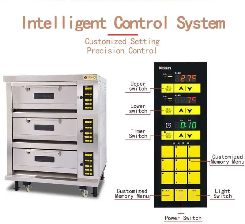 
Professional Custom Baking Ovens 3 Deck 6 Tray Stainless Steel Kitchen Electric Deck Baking Bread Oven 