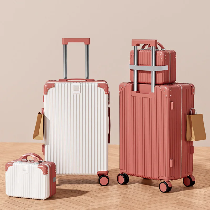 Multifunctional Carry-On Spinner Wheel Suitcase with Aluminum Frame and TSA Lock ABS Boarding Lockbox for Travel
