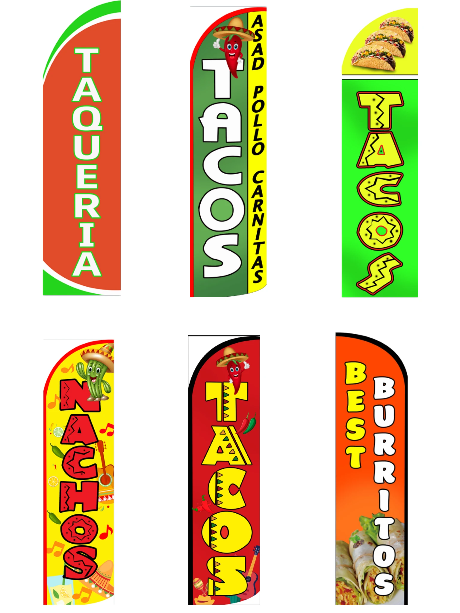 Custom Logo Printed Chicken Wings / Tacos/Food Truck/Nachos/Burritos Smoke Shop Feather Flag for Outdoor Advertising Event