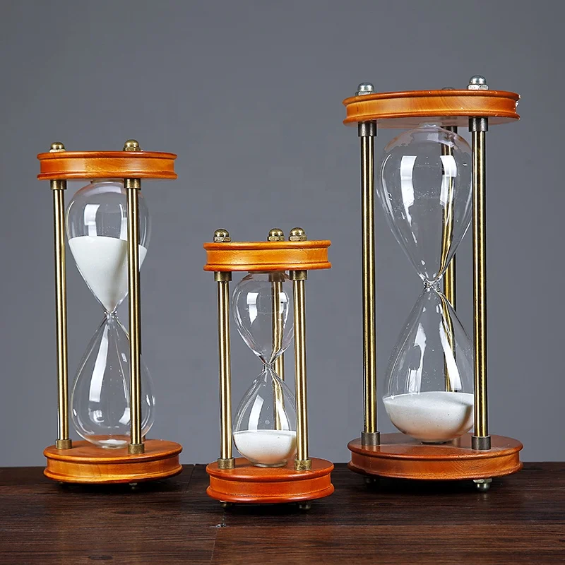  Wholesale wood Antique Corporate Gift Table Decor Promotional Customized Logo Nautical Hour Glass Sand