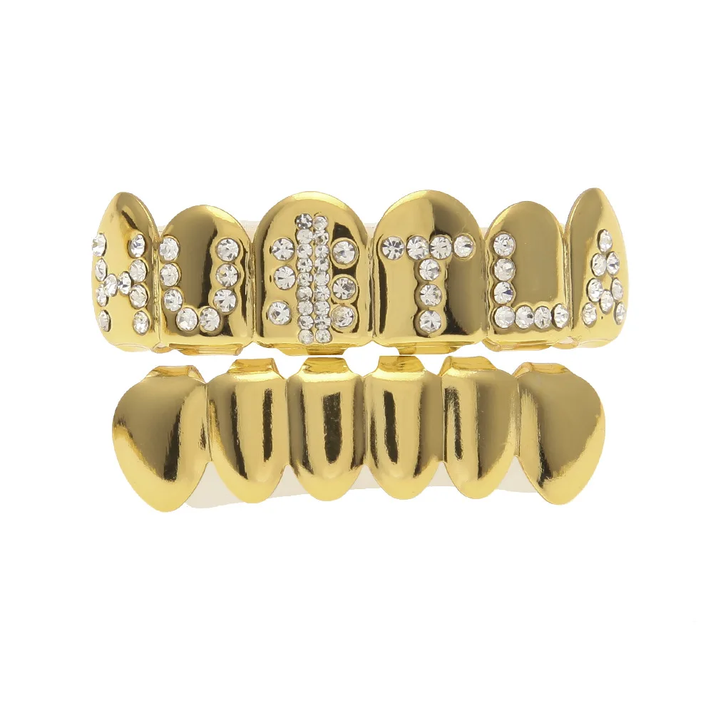 Новинка хит продаж медный хип-хоп золотые буквы алфавит зубы Grillz для людей