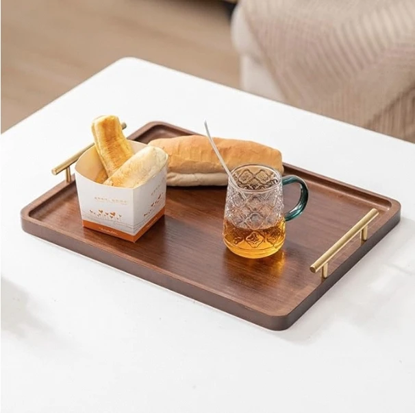 China Factory Designer Rectangle Shape Wooden Serving Tray Wooden Display Tea Restaurants Use