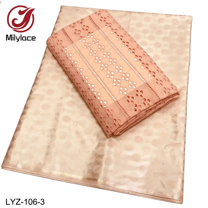 Plain 100% Cotton 3 Yards Bazin With Dry Lace Couleur De African Bazin