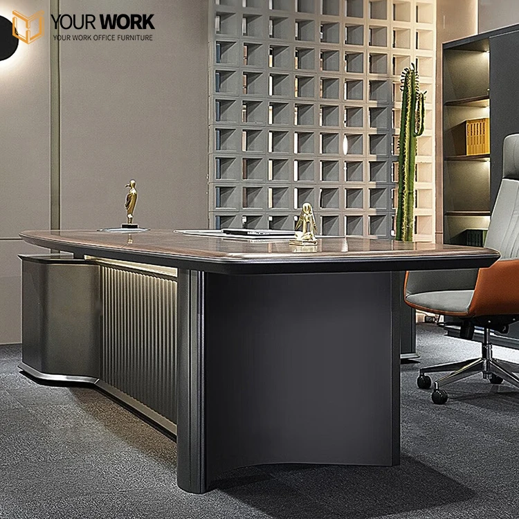 Fashion Office  boss Table Luxury Office Desk Modern Design L-Shape Modern Style with MDF Material Offices Tables and Chairs Set