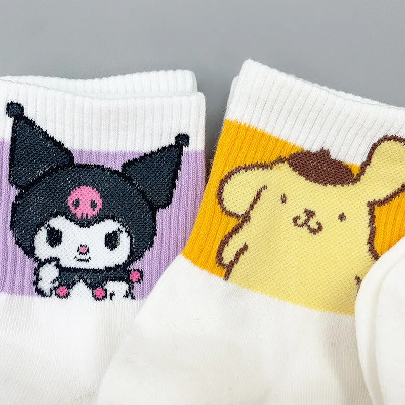 BoTu Cartoon Y2K Kt Socks for Girls Medium Kulomi Cinnamoroll Socks Kawaii Cute Melody Pink White Sock Women Female Wholesale