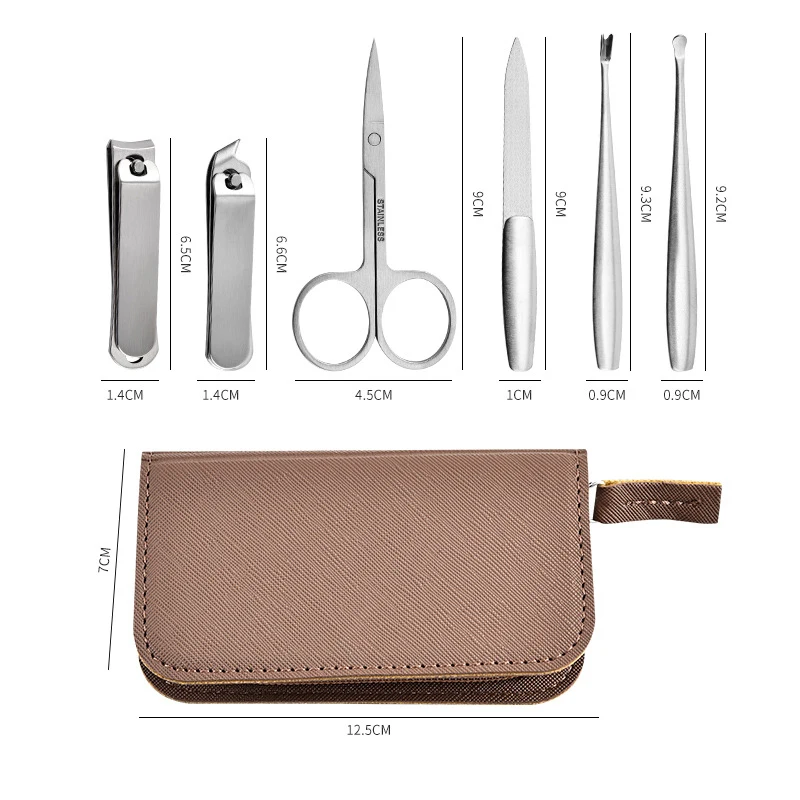 Professional 6 Pieces Manicure Pedicure Kit Nail Clippers Set Personal Care Tools Travel Stainless Steel Nail Clipper with Case