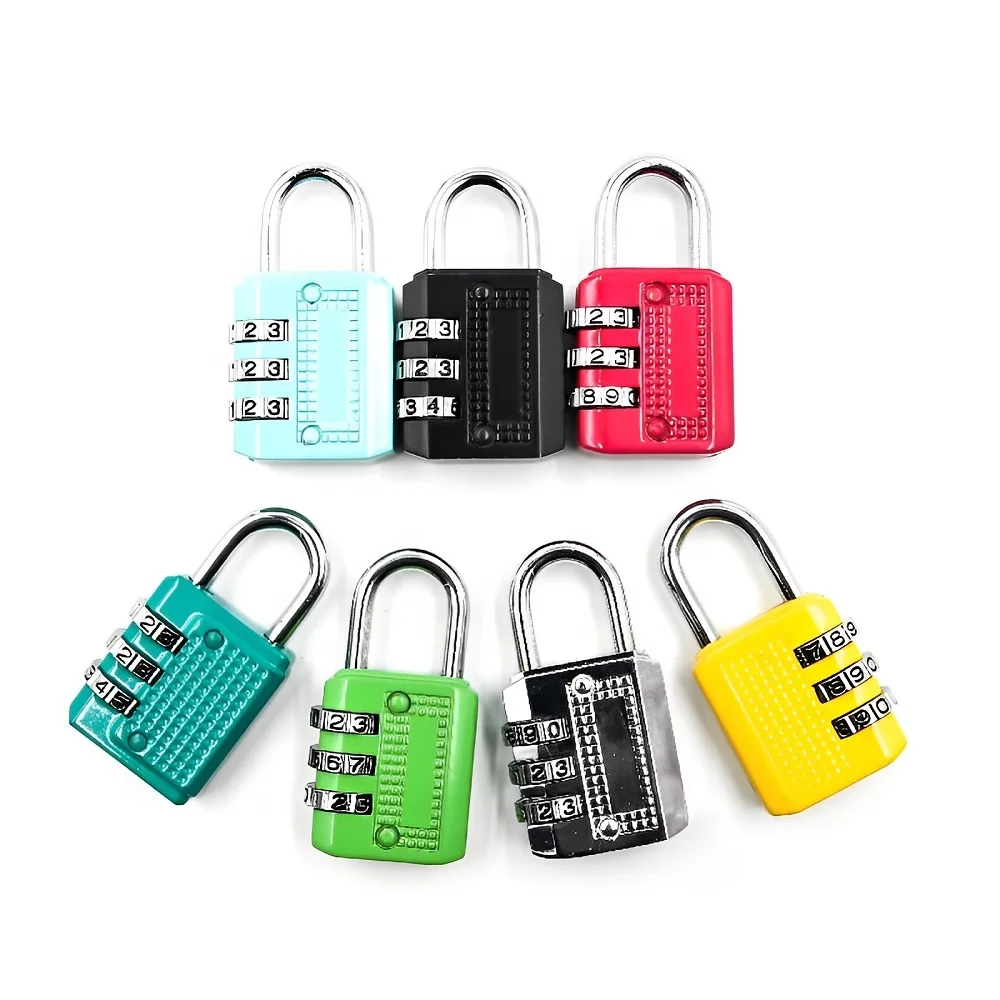 Factory price small reset 3 digit luggage combination lock bag safety padlock zinc alloy gym locker lock mechanic combination