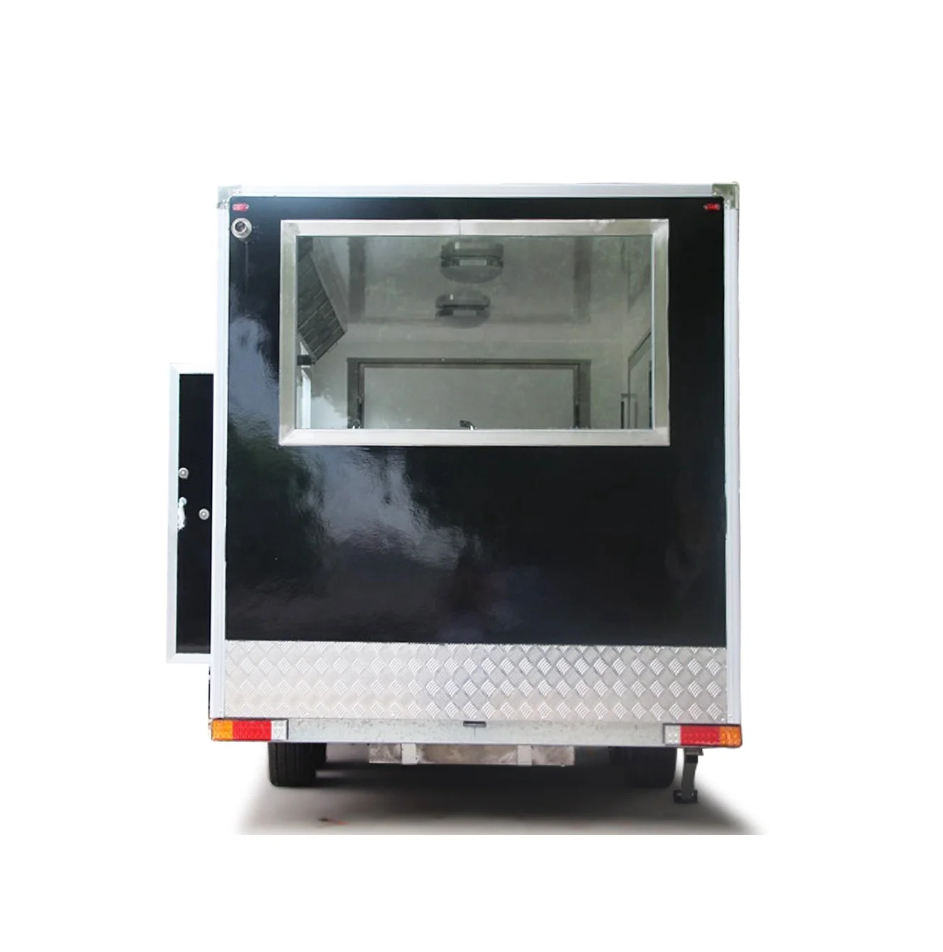 Fiberglass Food Caravan With Range Hood Stainless Steel Bench 300*200Cm Size Food Trailer