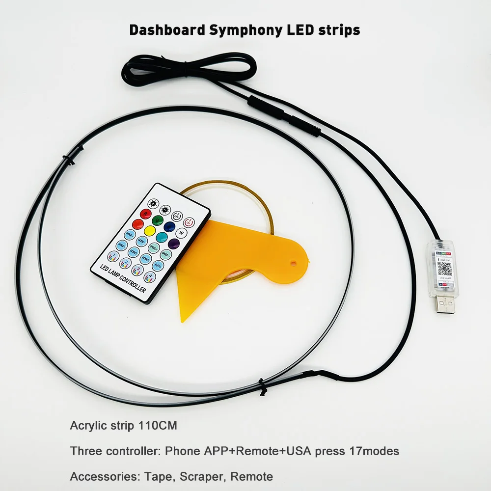 hot selling new design Car Acrylic LED Ambient Light Dream Color Chasing 1.1m Led Atmosphere Interior Decorative Light Strip