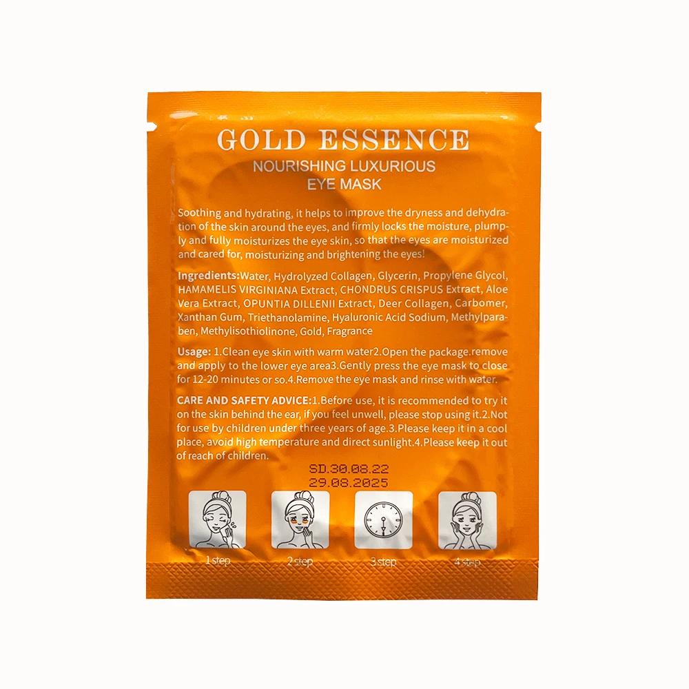 OEM private logo 24k gold crystal collagen eyes mask gel patch for under eye wrinkles dark circle removal mask