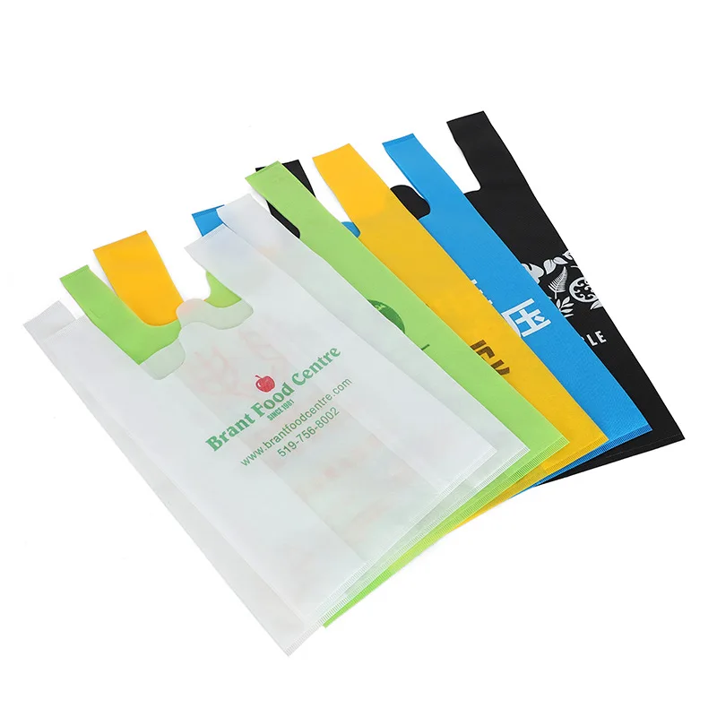 Custom logo eco friendly supermarket grocery carry packaging foldable reusable recycled pp nonwoven fabric shopping tote bag