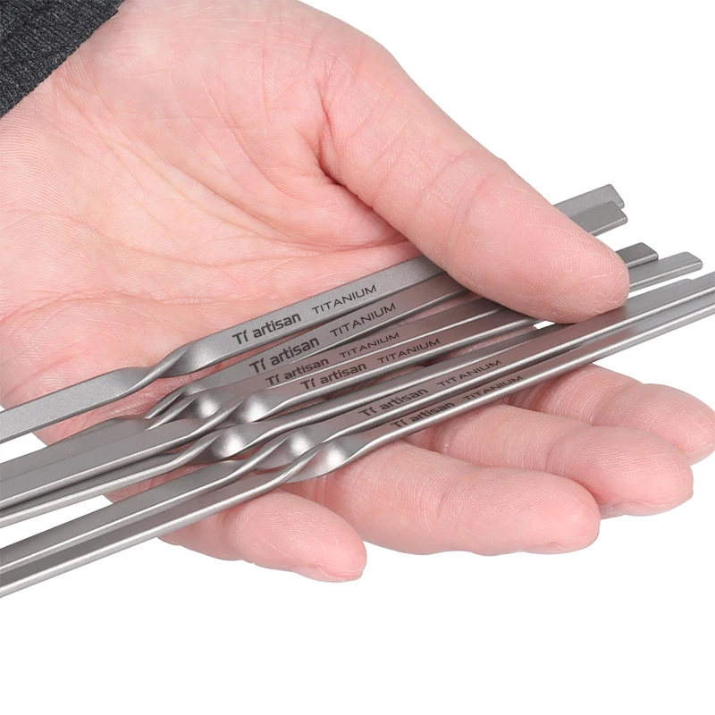 BBQ Skewers V-Shape Skewers titanium Long & Reusable Sticks Barbecue Skewers for Grilling