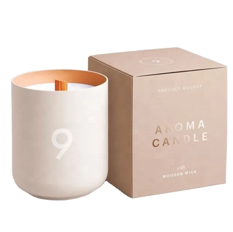 Экологически чистый, оптовая продажа, индивидуальная этикетка, роскошная матовая печать логотипа на заказ, квадратная банка для свечей, бумажная коробка, 8 унций