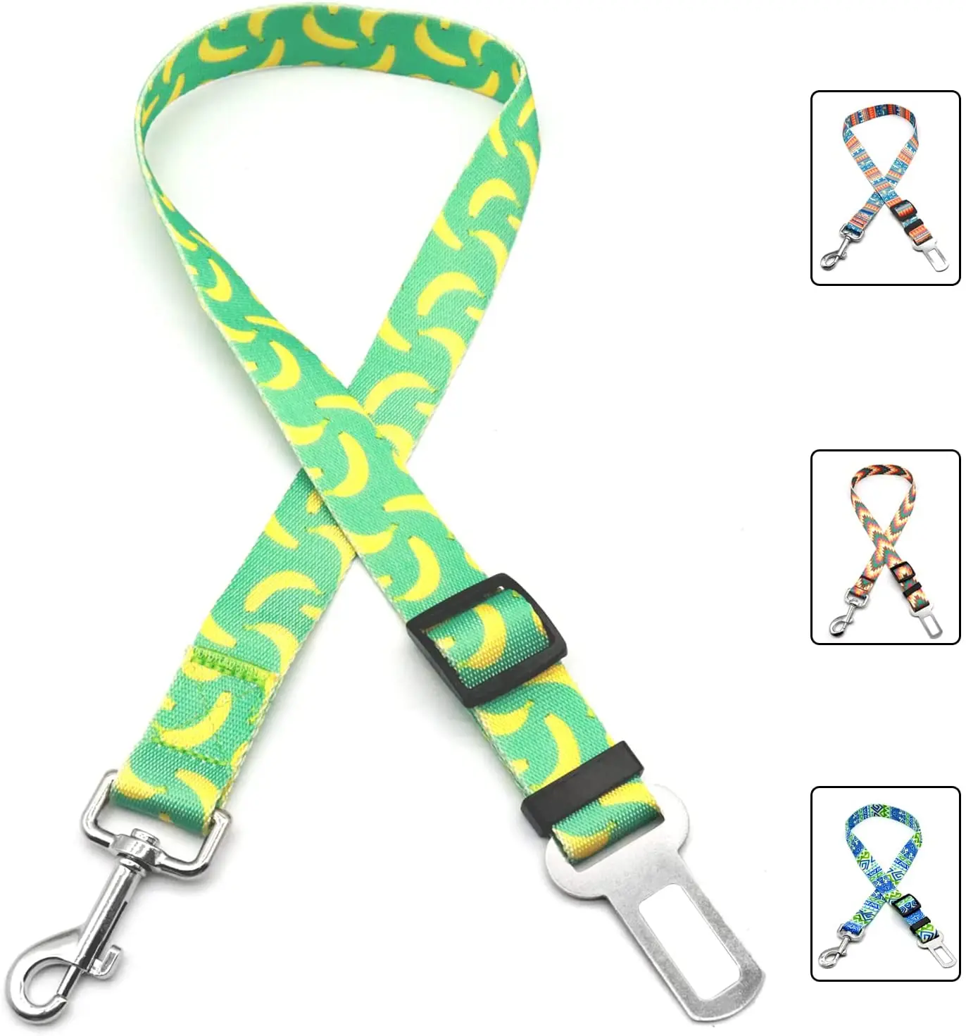 Автомобильный ремень безопасности для собак, регулируемый ремень для домашних питомцев, нейлоновый тканевый ремень для собак, поводок с принтом