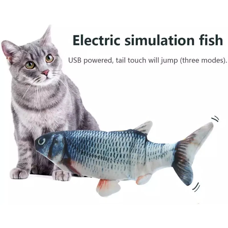 Pet Soft Plush 3D Fish Shape Cat Toy Interactive Gifts Toys Robot Fish Usb Fish Toys