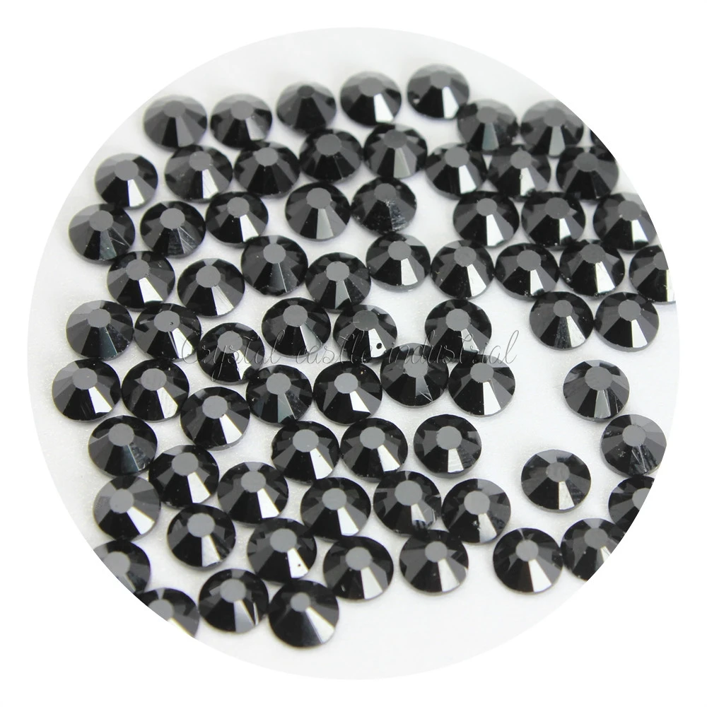 Latin Dress Decoration 3D Stone 4A Multi Color SS20 Black Jet Iron On Strass Glass Crystal Rhinestone Flatback