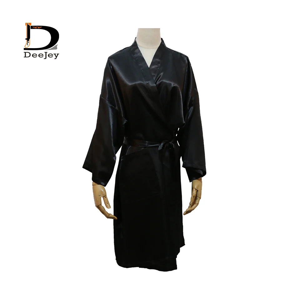 Wholesale Custom logo Sexy Nighty Satin Silk Bathrobes Sleepwear Bridal Wedding Robe Barber Guest Spa Robe