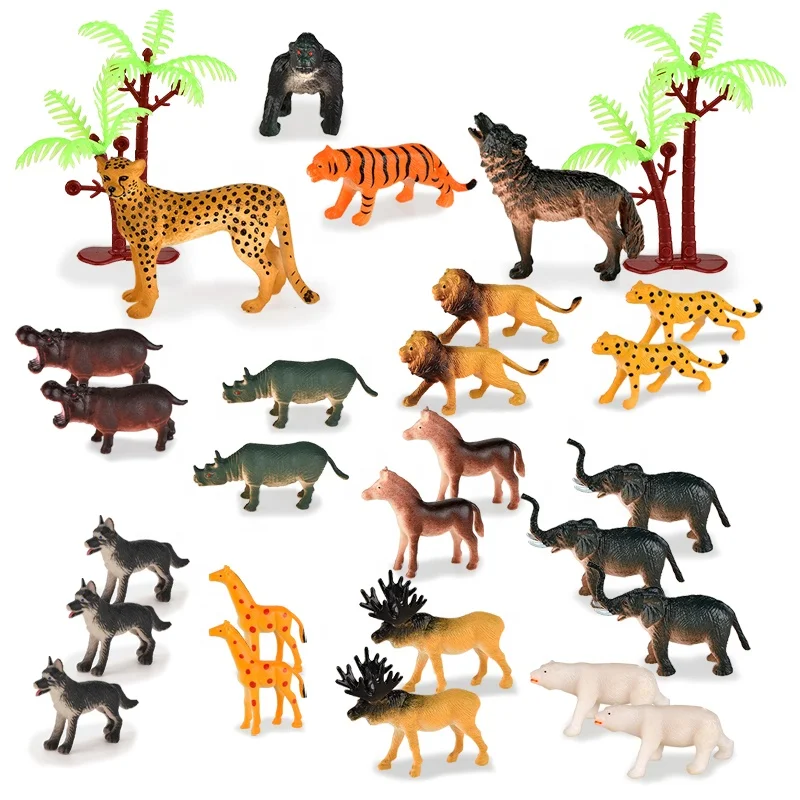
28 Pieces Animals Figure Mini Jungle Animals Toys Play Set Gift For Kids 