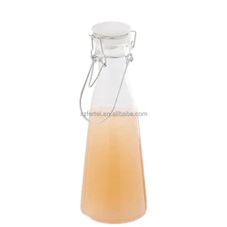 500ml 1000ml cone shape ceramic swing top cap glass carafe for milk fruit juice beverage