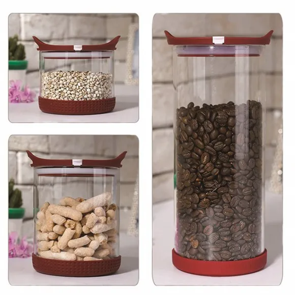 Wholesale hot sale Clear Round Glass Storage Pots/ Cans/ Jars storage set with Plastic Lid