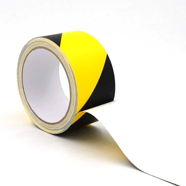 Black yellow stripe floor marking warning cloth hazard duct tape for underground marking