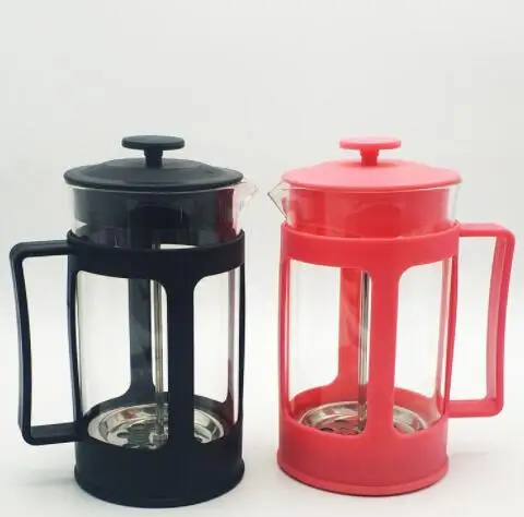 Custom logo Coffee Maker colored Borosilicate Single Cup French Press with 4 Level Filtration System Glass French Coffee Press