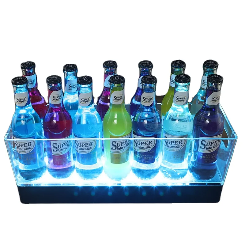 High Quality Square Shiny Ice Bucket Bar LED Chargeable 12 Bottles Beer Box Champagne Bucket Ice Beer Bucket