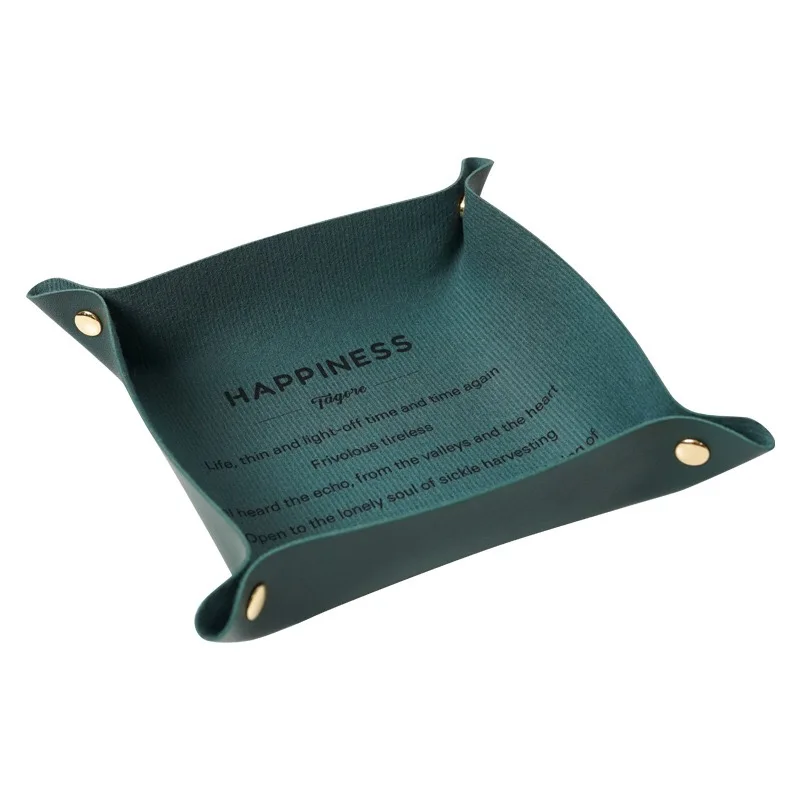 Portable Foldable PU Leather Jewelry Valet Decorative Catchall Tray