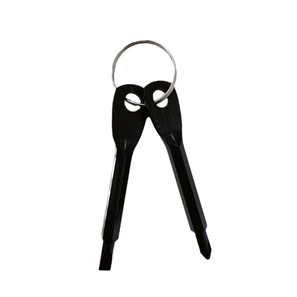 Portable Multi-Function Mini Keychain Screwdriver Outdoor EDC Steel Handle DIY Grade Cross-Blade Plum Blossom Hexagon Socket