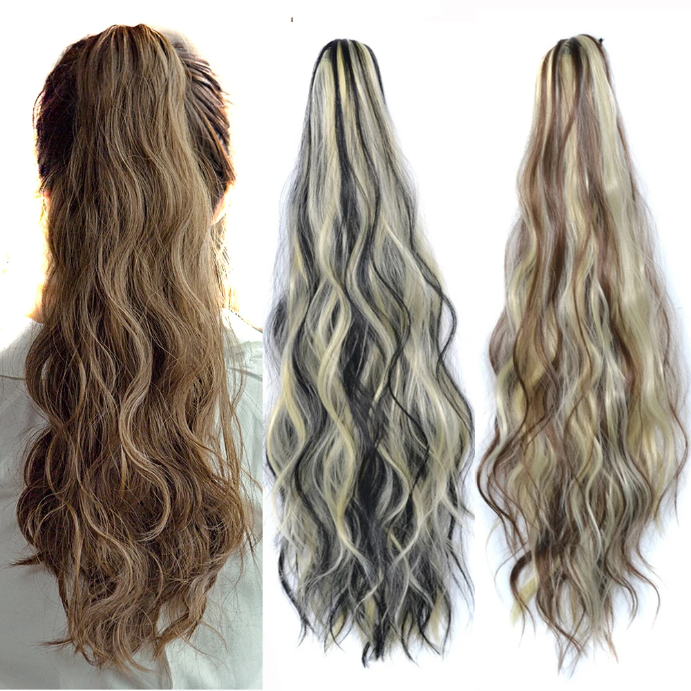 Synthetic High Temperature Fiber Hairpiece Curly Claw Ponytails Little Pony Tail Clip In Hair Extensions