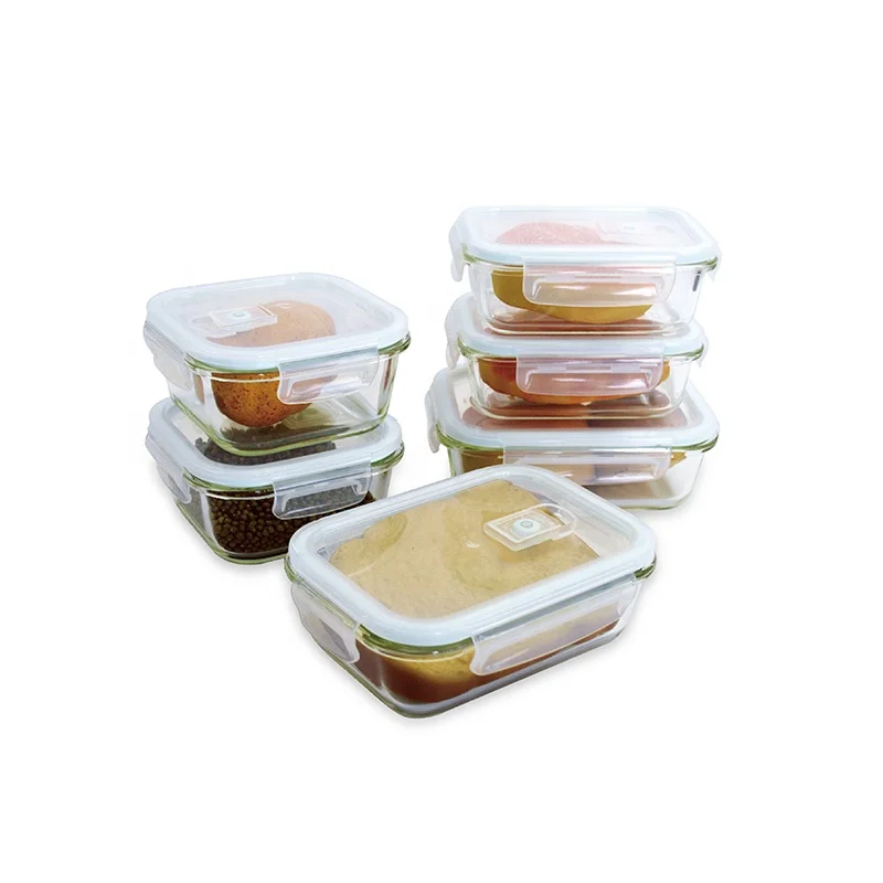 Eco Friendly Glassware Glass Food Storage Container No Leaking Food Storage Containers with Airtight Lids
