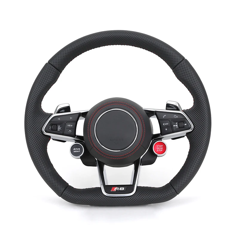 With Start Button RS R8 Sport Full Perforated Leather Steering Wheel for Audi A1 A3 S3 8V S4 S5 Q5 SQ5 A4 B9 RS3 RS4 RS5 TT TTRS