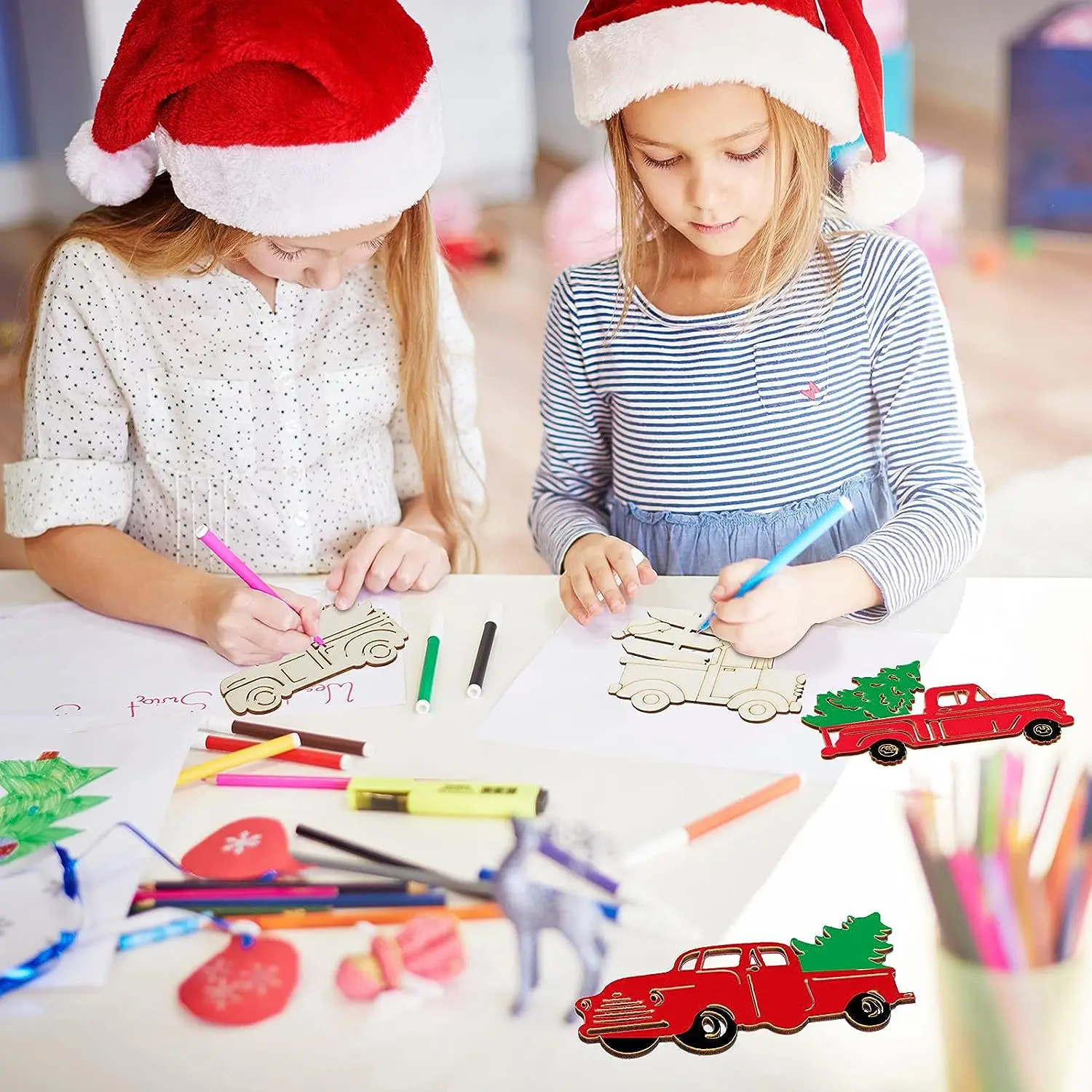 Easter Cutout Unfinished Wooden Truck Cutout Door Hangers Any Shape Cutout for Spring Party Decorations DIY Art Crafts Painting