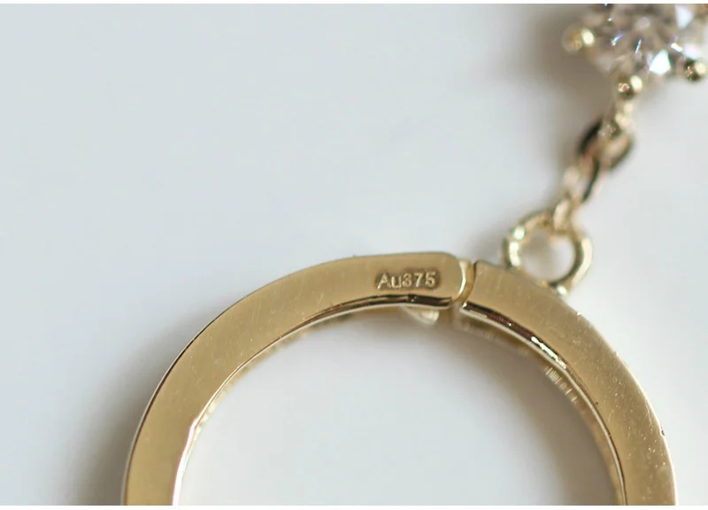 Customizable 9K Gold Zircon Chic Korean Ear Ring Short Chain with Small Drill Buckle Pearl Hoop Earrings for Wedding Gift  kj303 8