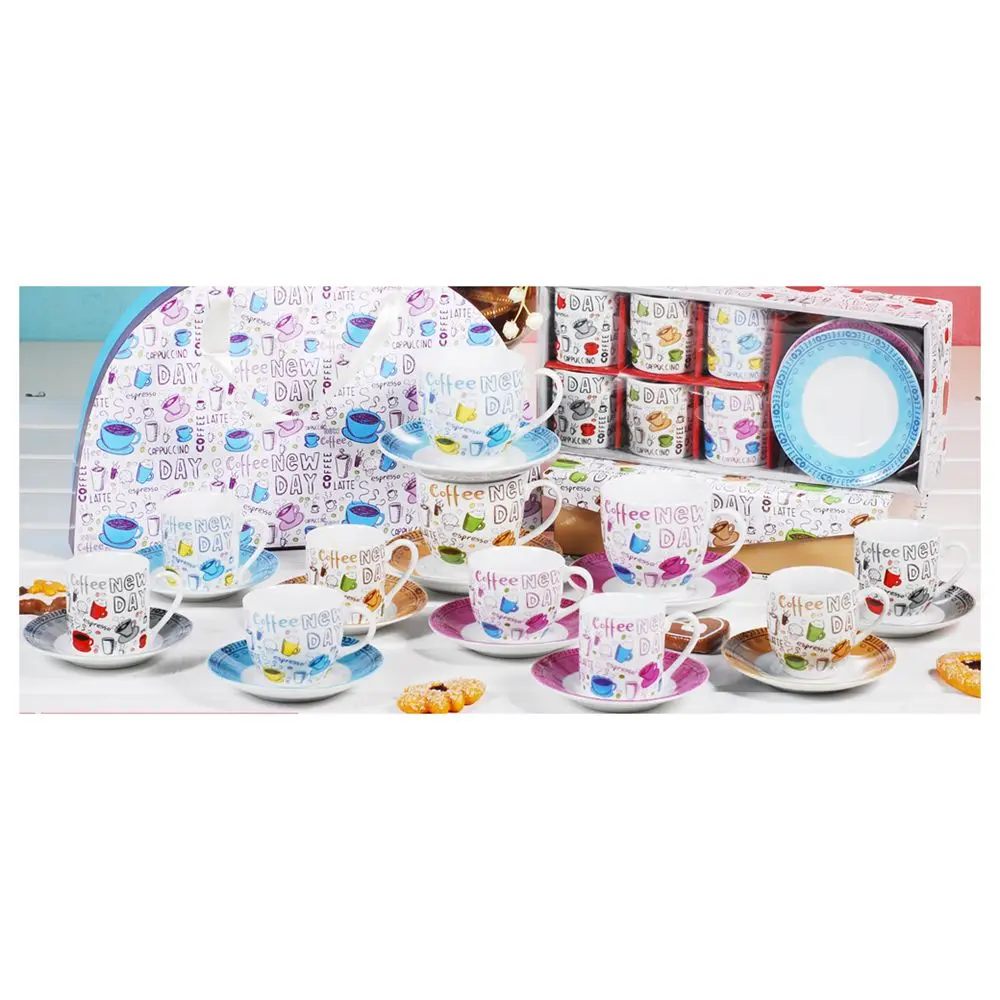 Wholesale customized good selling ceramic coffee tea cup set porcelain cup with saucer