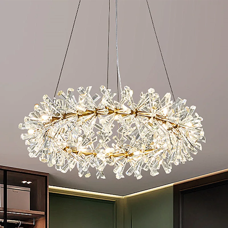 Modern light luxury chandelier villa living room headlight warm romantic minimalist firefly crystal master bedroom room lamps