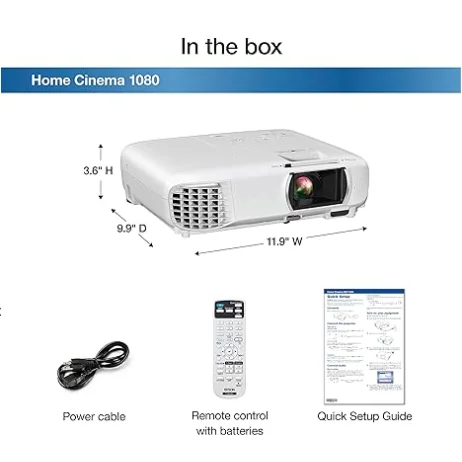 Product Details Epsons Home Cinema 1080 3-chip 3LCD 1080p Projector, 3400 Lumens Color & White Brightness, Streaming/Gam