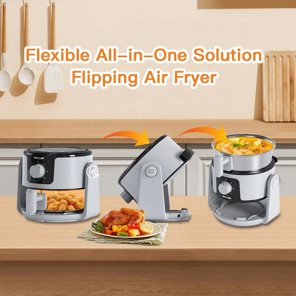 Innovative 5 In 1 Multi Functional Boiling And Baking Pot Portable Knob Control Air Fryer