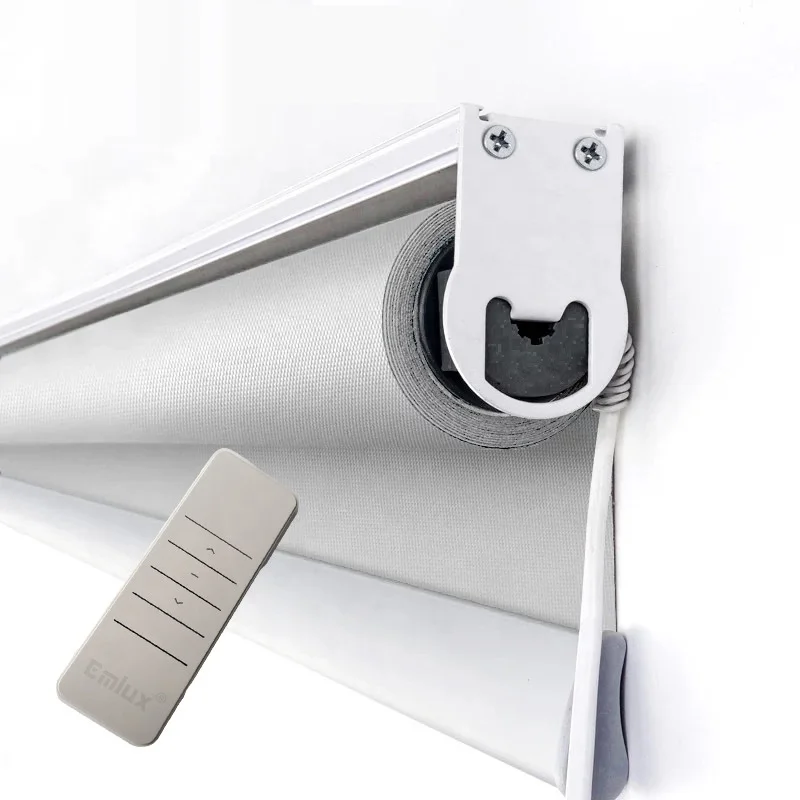 battery tubular motor operated blackout fabric electric solar roller blinds wifi motorized