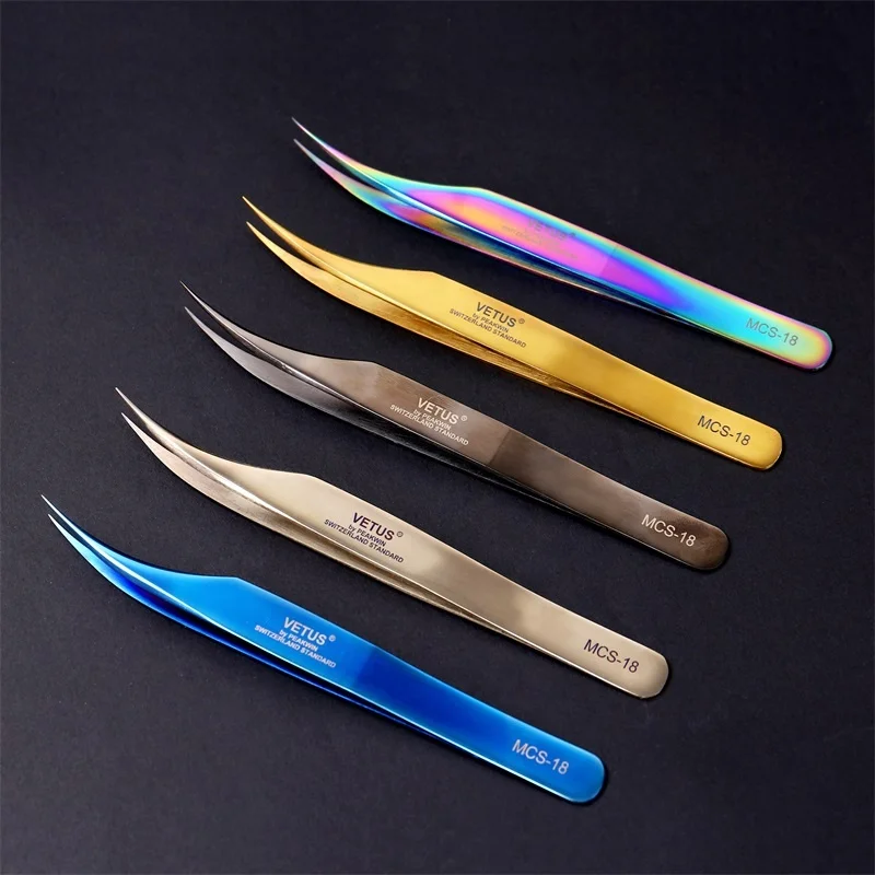 Customized Private Label Logo Curved Eyelashes Extension Tweezer