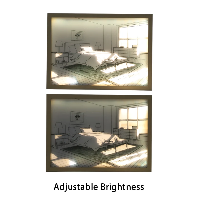 2023 New Design Shadow Box Frame With Led Great For Home Decor 3d Led Frame Lamp 3 Color Bedside Light Painting