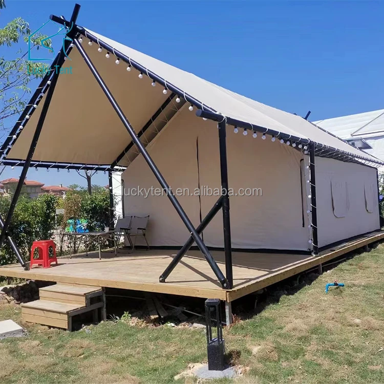 Camping Event 5x9m African Canvas Glamping House Luxury Safari Tent With Bathroom