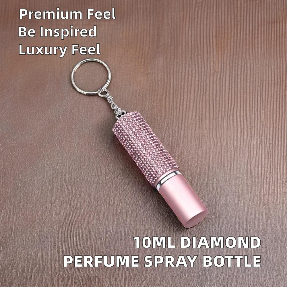 Portable Perfume keychain Diamond self defense keychain Rhinestone key chains Refillable Spray Atomizer perfume bottle keychain