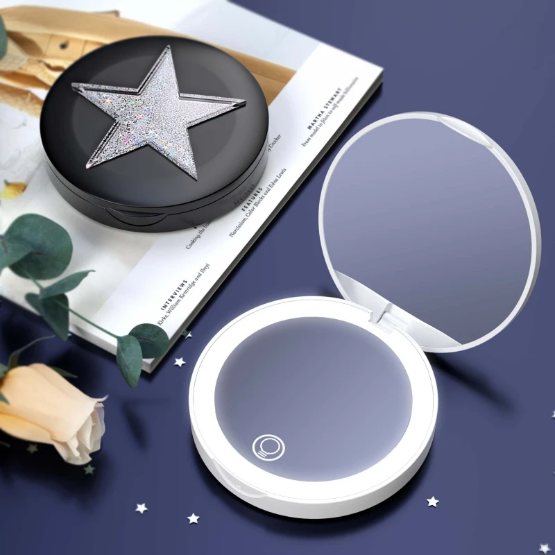 Mini Gift Pretty Little Small Cute Mirror Square Pocket Mirror Advanced Texture Travel Custom Logo Compact Leather Silver Round