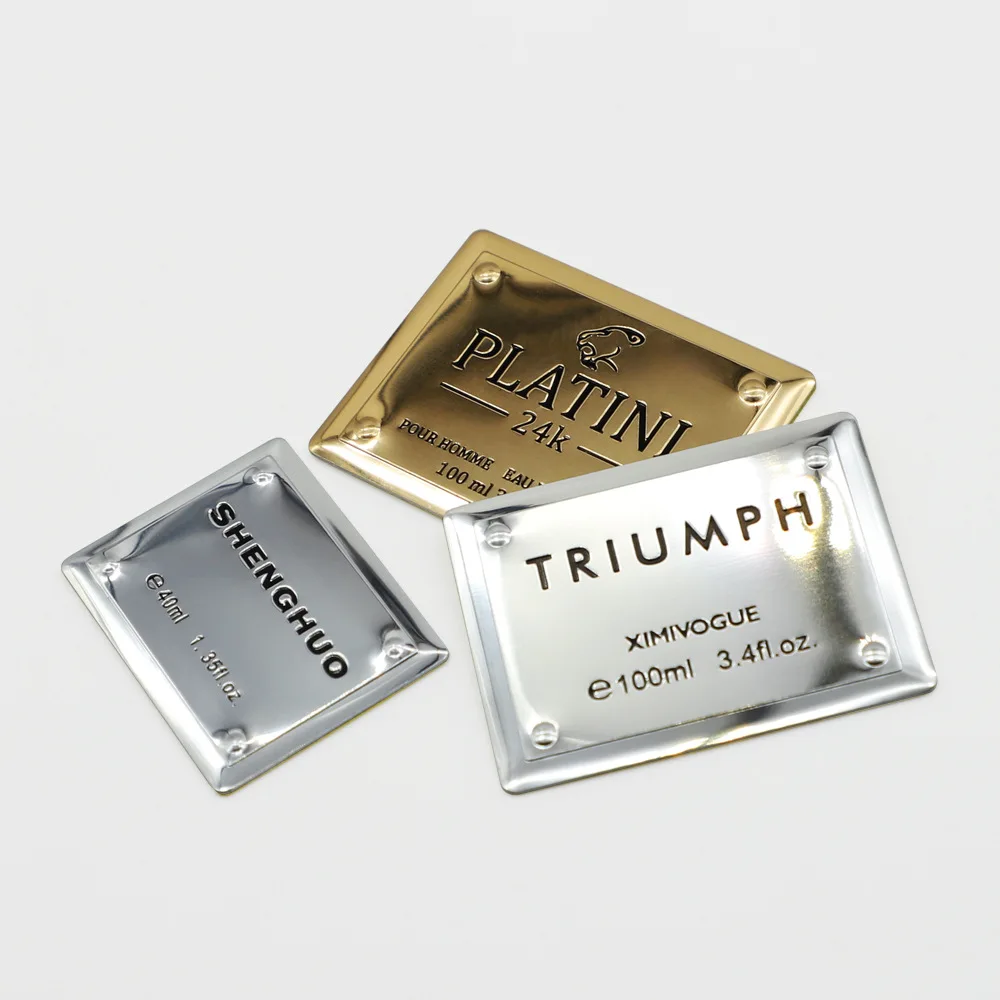 Custom Zinc Alloy Metal Gold Plate Logo 3d Embossed Metal Private For Perfume Bottle Label Sticker