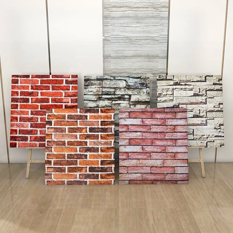 3D PE foam brick wooden color wall sticker self adhesive XPE foam wallpaper soft wall sticker for home decor